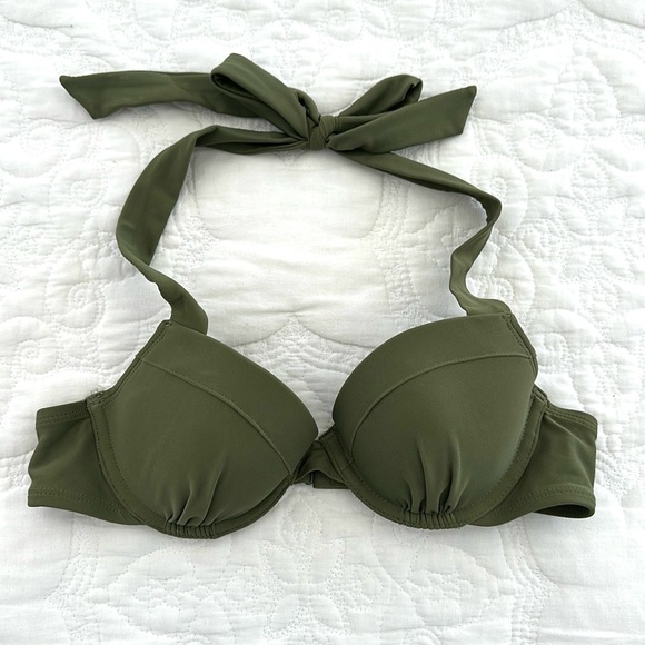 aerie Other - Aerie Swim Bikini Top Army Green Halter Style Size 32B XS Small EUC